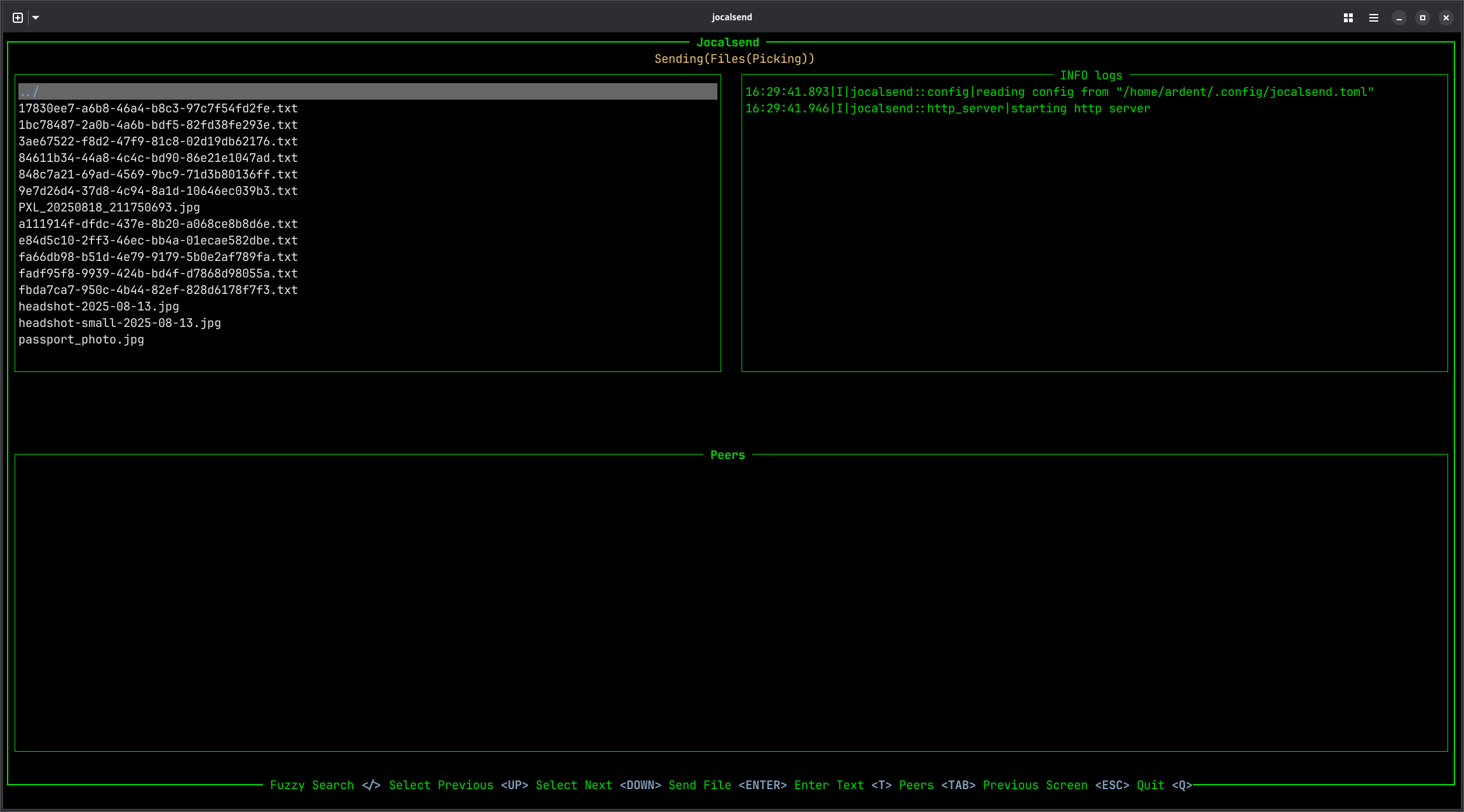 sending files with arrow-based picking